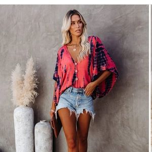VICI - Saline Tie Dye Button Down Kimono Top